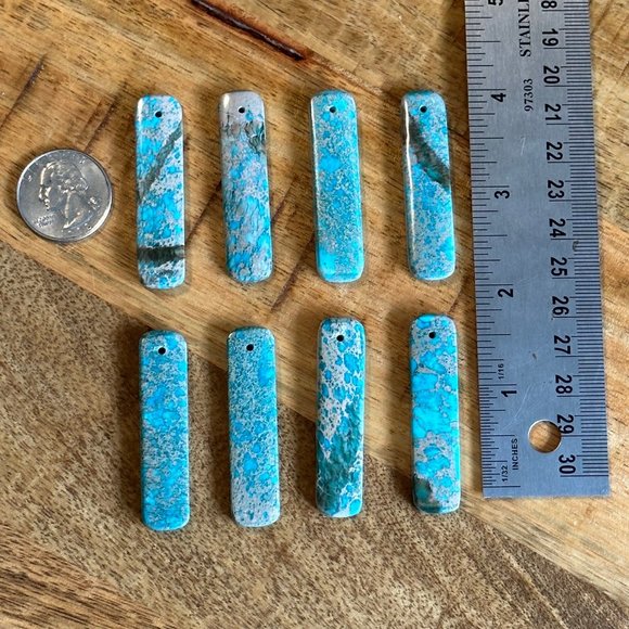 Natural Blue Turquoise Rectangle Pendants  - Pre-drilled - Perfect for jewelry m - Picture 5 of 5
